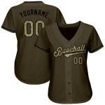 Benutzerdefiniertes Olive Camo-Schwarz Authentic Salute To Service Baseball-Trikot Benutzerdefiniertes Olive Camo-Schwarz Authentic Salute To Service Baseball-Trikot