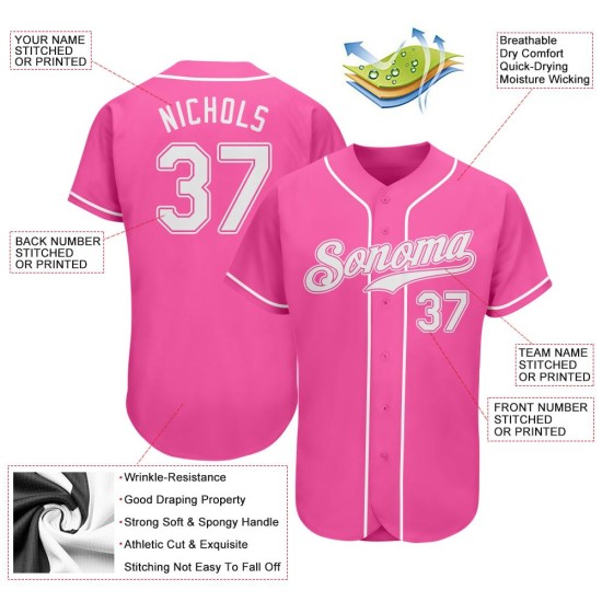 Benutzerdefiniertes authentisches rosa-weißes Baseball-Trikot Benutzerdefiniertes authentisches rosa-weißes Baseball-Trikot