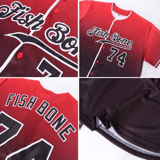 Benutzerdefinierte rot schwarz-weiß authentische verblasst Mode Baseball Jersey Benutzerdefinierte rot schwarz-weiß authentische verblasst Mode Baseball Jersey