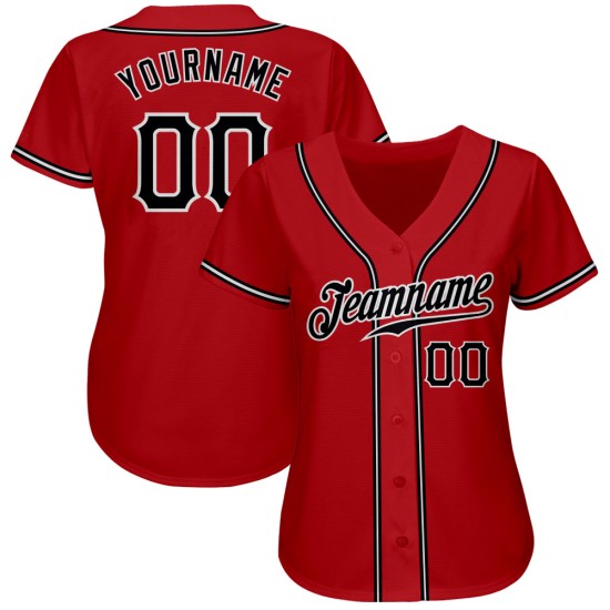 Benutzerdefiniertes authentisches rot-schwarz-weißes Baseball-Trikot Benutzerdefiniertes authentisches rot-schwarz-weißes Baseball-Trikot