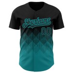 3D Jersey Farbverlauf Quadrat Schwarz Baseball Teal Muster Formen Authentisches Design Custom 3D Jersey Farbverlauf Quadrat Schwarz Baseball Teal Muster Formen Authentisches Design Custom