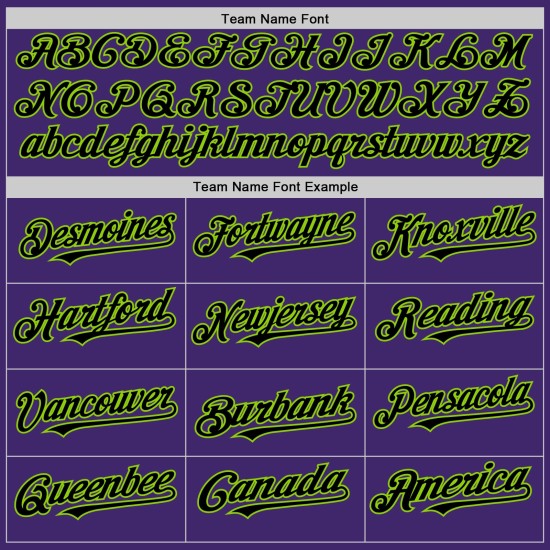 Authentic Custom Jersey Line Grün Baseball Lila Schwarz-Neon Authentic Custom Jersey Line Grün Baseball Lila Schwarz-Neon