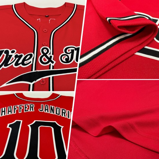Benutzerdefiniertes authentisches rot-schwarz-weißes Baseball-Trikot Benutzerdefiniertes authentisches rot-schwarz-weißes Baseball-Trikot